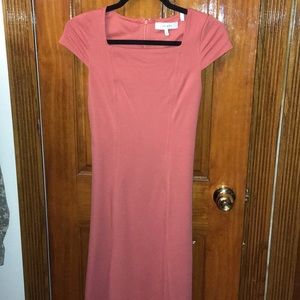 Salmon square necked Lark & Ro midi dress